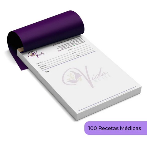 Talonario de 100 Rectas Medicas Personalizadas
