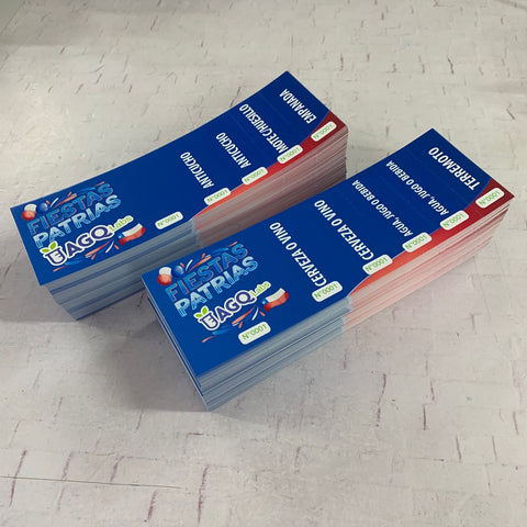 Pack Entradas Ticket Papel Grueso prepicados