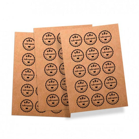 100 Stickers Kraft Ecologico - 5x5cm Clic Imprenta