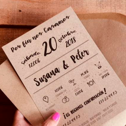 Pack 50 Tarjetón Invitación 10x14cm Ecologico Clic Imprenta