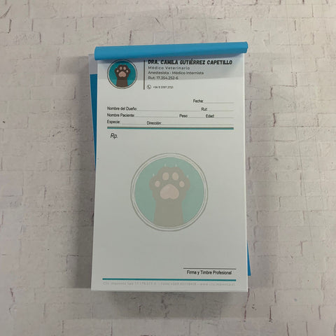 Talonario de Receta Medica Veterinario Mod.16