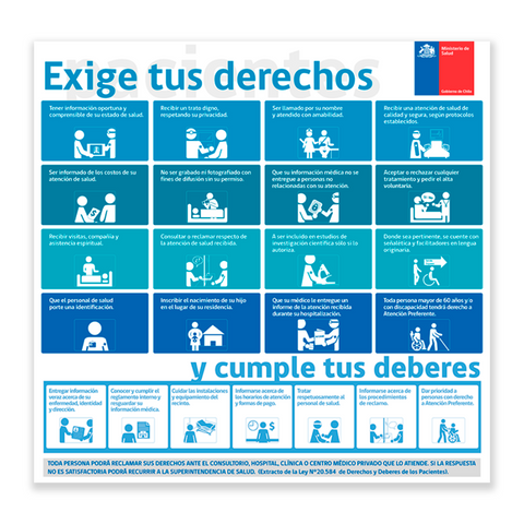 Letrero Derechos y Deberes de los Pacientes - Cumple Normativa Clic Imprenta