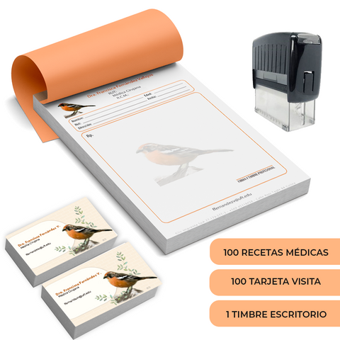 Pack Médico Con Recetas Médicas + Tarjetas de Visita + Timbre Personalizado