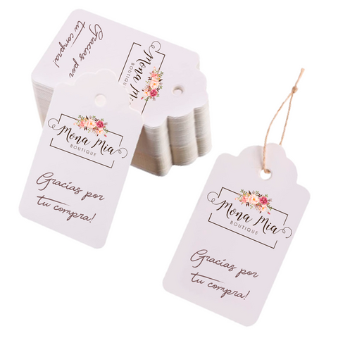 Pack 100 Etiquetas Papel Tags Troquelado Clic Imprenta