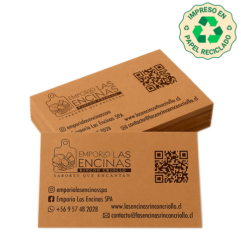 Pack 100 Tarjetas de Visita Ecológica Kraft