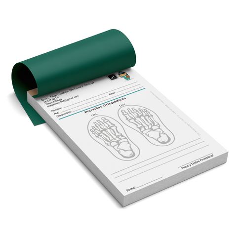 Talonario para podólogo personalizado con indicaciones podológicas