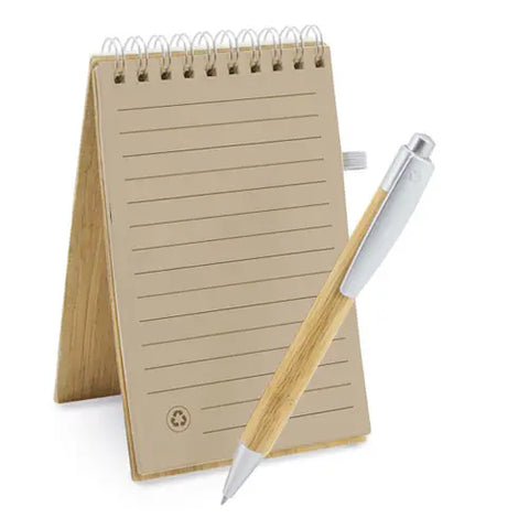 Set Cuaderno Libreta Tapa Bamboo c/lápiz 9x14cm - MAYORISTA