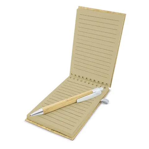 Set Cuaderno Libreta Tapa Bamboo c/lápiz 9x14cm - MAYORISTA