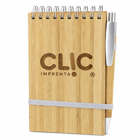 Set Cuaderno Libreta Tapa Bamboo c/lápiz 9x14cm - MAYORISTA