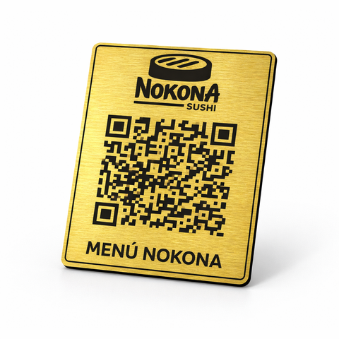 Placa acrilico con Código QR menú de mesa 8x6cm