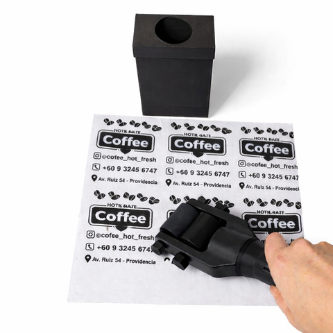 Timbre Roller Stamp Personalizado para Cajas, Bolsas y Tela Kit RollerStamp 5x14cm Clic Imprenta