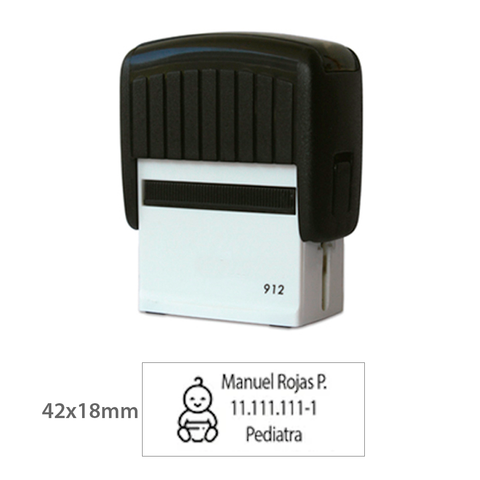 Timbre Mediano de 1,8 x 4,8 cm, Para 3 - 4 Líneas de texto + Logo (Opcional)