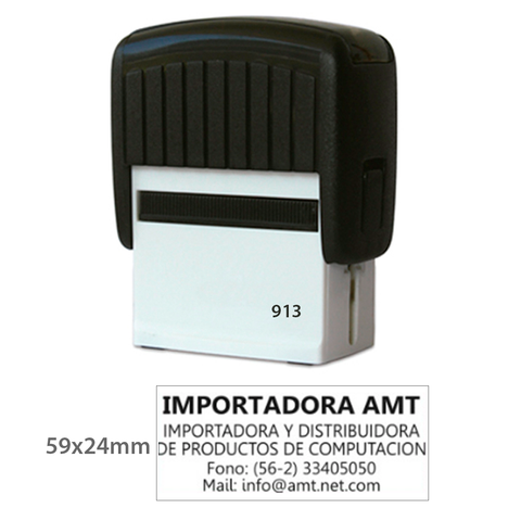 Timbre Grande de 2,2 x 5,7 cm, Para  4 - 5 líneas de texto + Logo (Opcional)