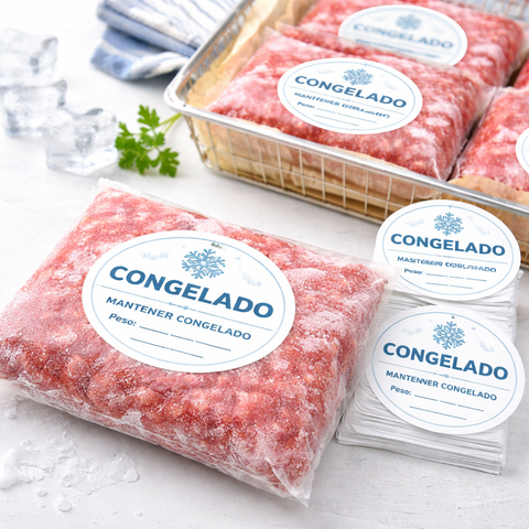 Etiquetas de PVC para Productos Congelados Personalizadas 10x10 cm Clic Imprenta