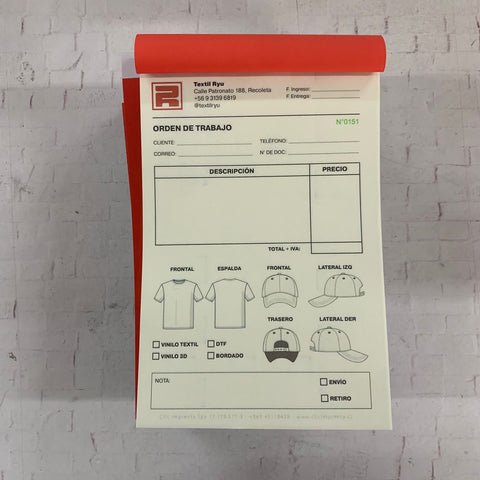 Pack 6 Talonarios 1/2 Carta autocopiativo