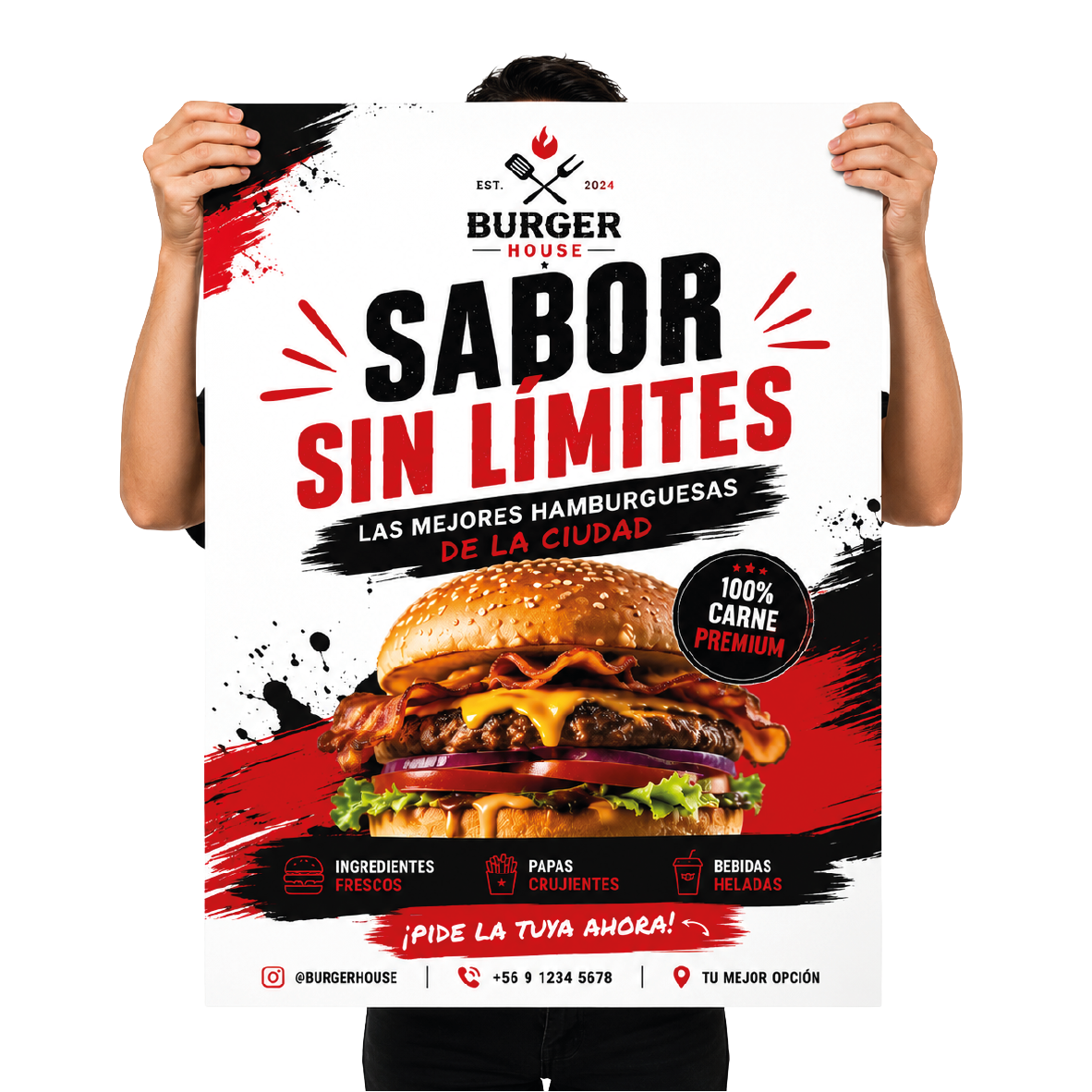 Afiche Personalizado Impresion Full Color - Vertical / A4 (21x29 cm)