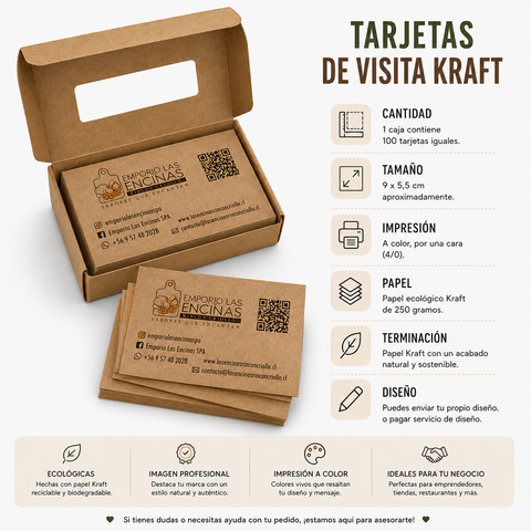 Pack 100 Tarjetas de Visita Ecologicas KRAFT