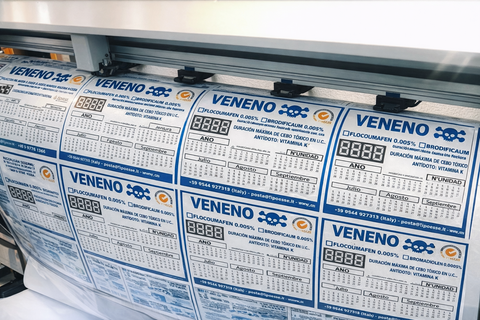 Etiquetas Sanitización Plagas PVC por Mayor 13x13 cm Clic Imprenta