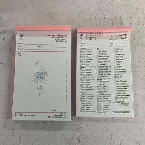 Talonarios de Recetas Papel Grueso 105grs - DISEÑO GRATIS