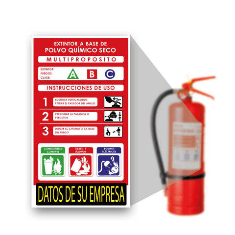 Etiquetas de PVC para Extintores personalizado 12x20 cm (Etiqueta Clase Extintor) Clic Imprenta