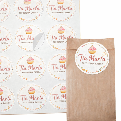 Etiquetas de PVC para cierre de bolsas papel personalizadas