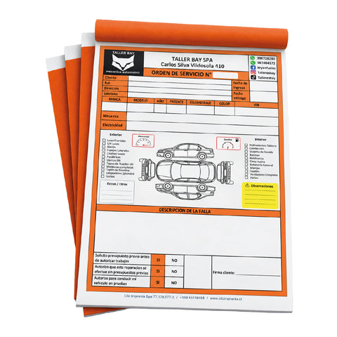 Talonario Carta Orden de Servicio